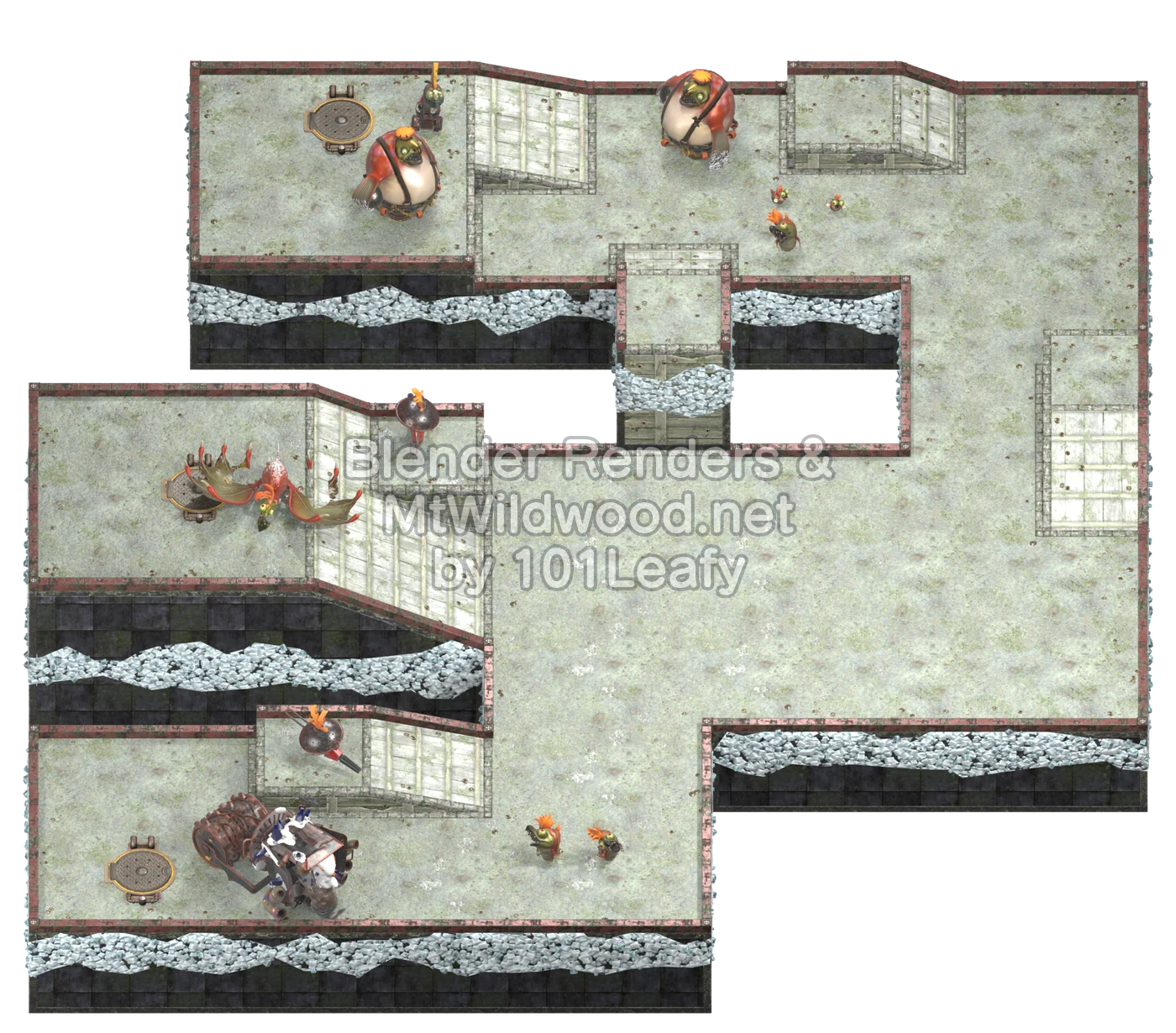 Splatoon Raiders Alphreydo Buried Ruins Floor 2 Map (45° view)