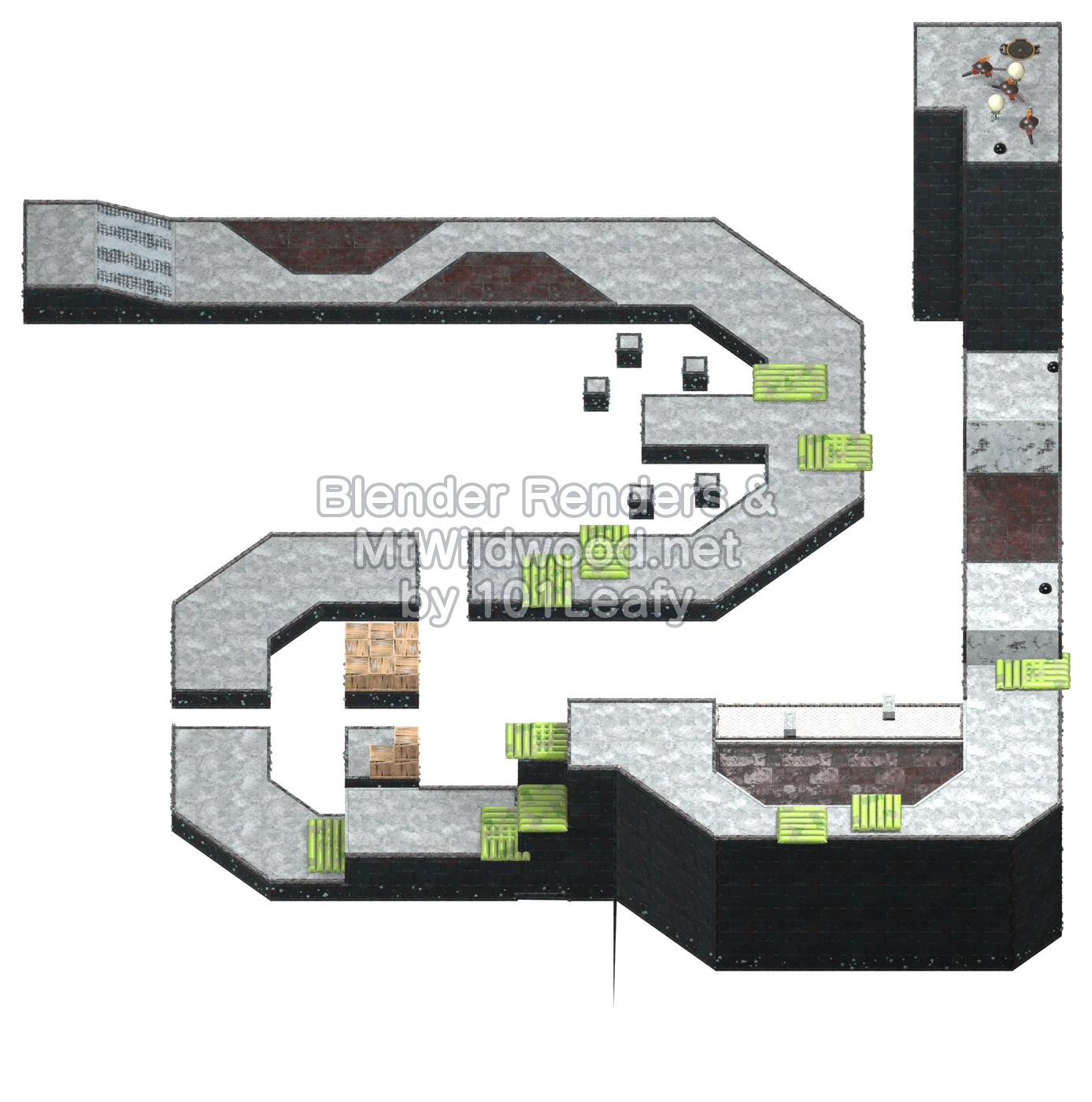 Splatoon Raiders Awlmun Den Map (45° view)