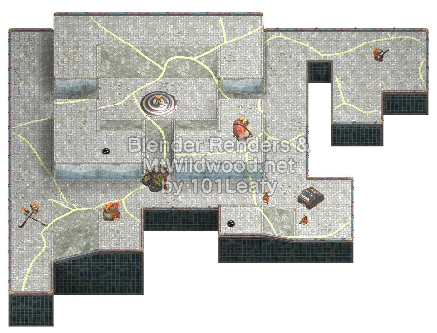 Splatoon Raiders Tier 1 Map B Floor 1 Map (45° view)