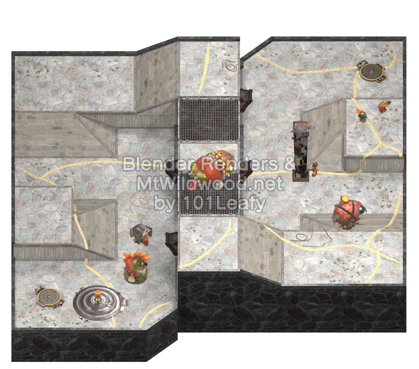 Splatoon Raiders Tier 2 Map A Floor 16 Map (45° view)