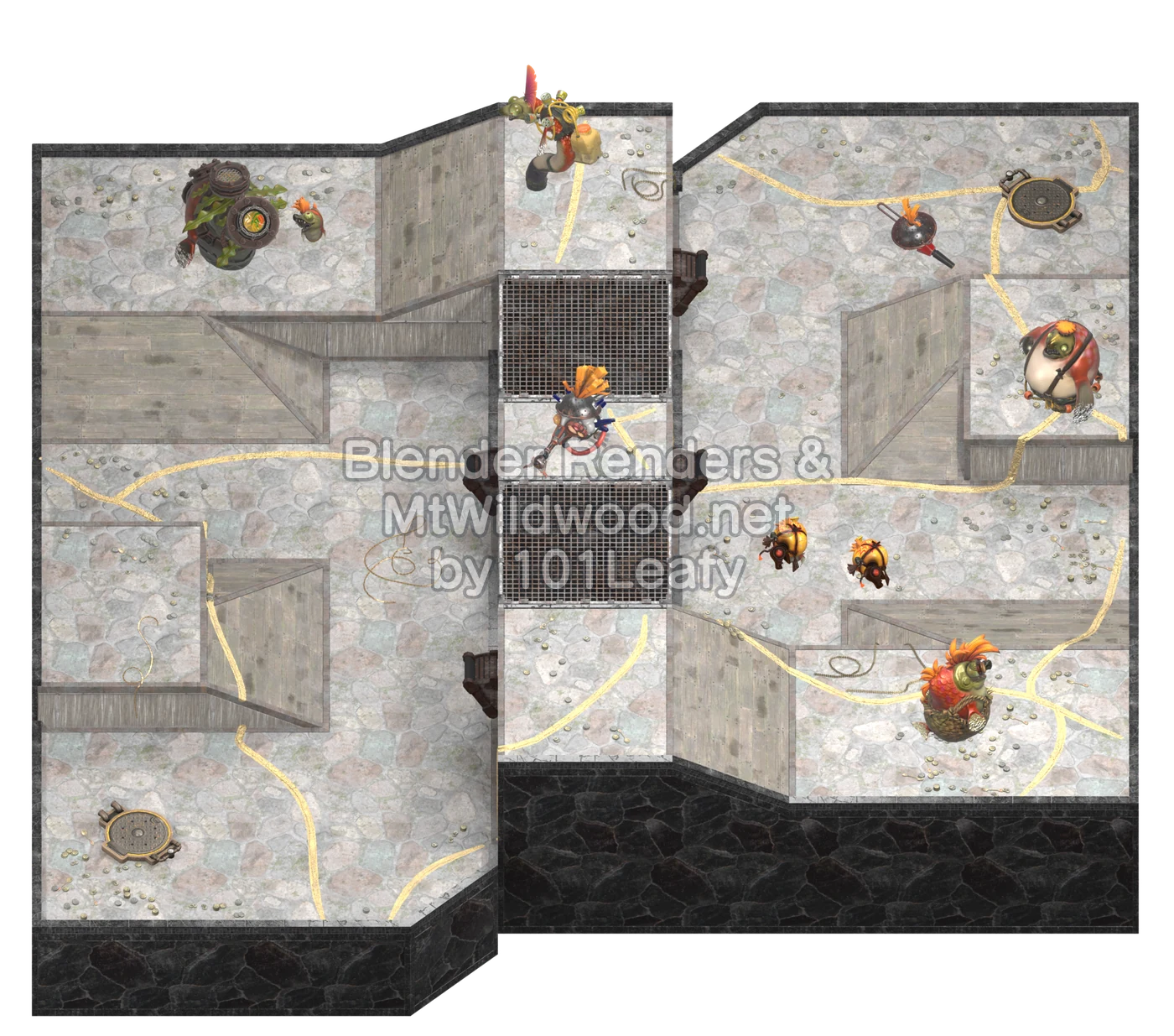 Splatoon Raiders Tier 2 Map A Floor 27 Map (45° view)