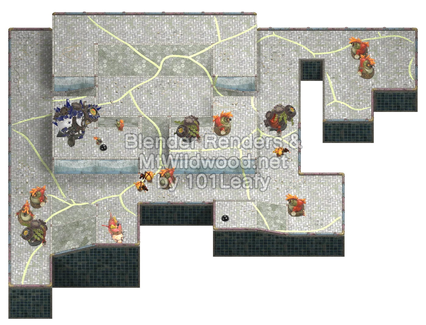Splatoon Raiders Tier 1 Map B Floor 48 Map (45° view)