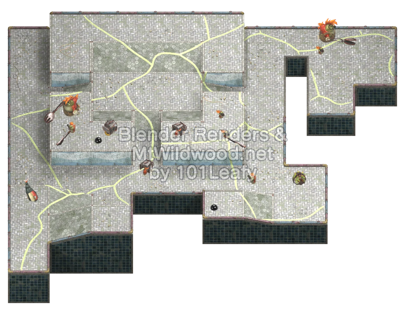 Splatoon Raiders Tier 1 Map B Floor 55 Map (45° view)