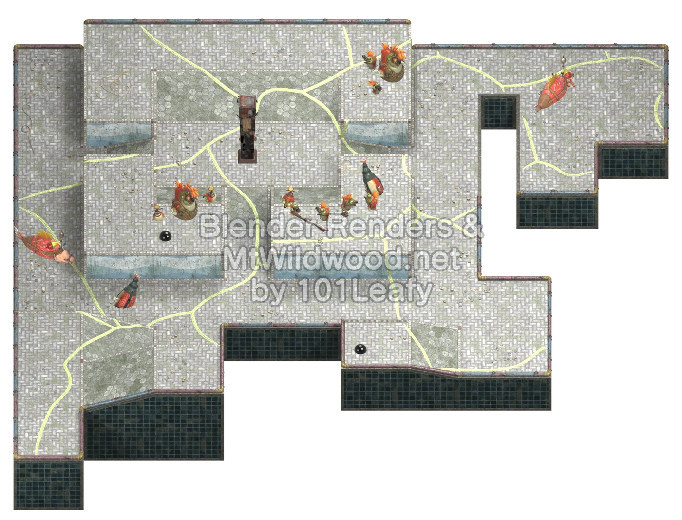 Splatoon Raiders Tier 1 Map B Floor 59 Map (45° view)