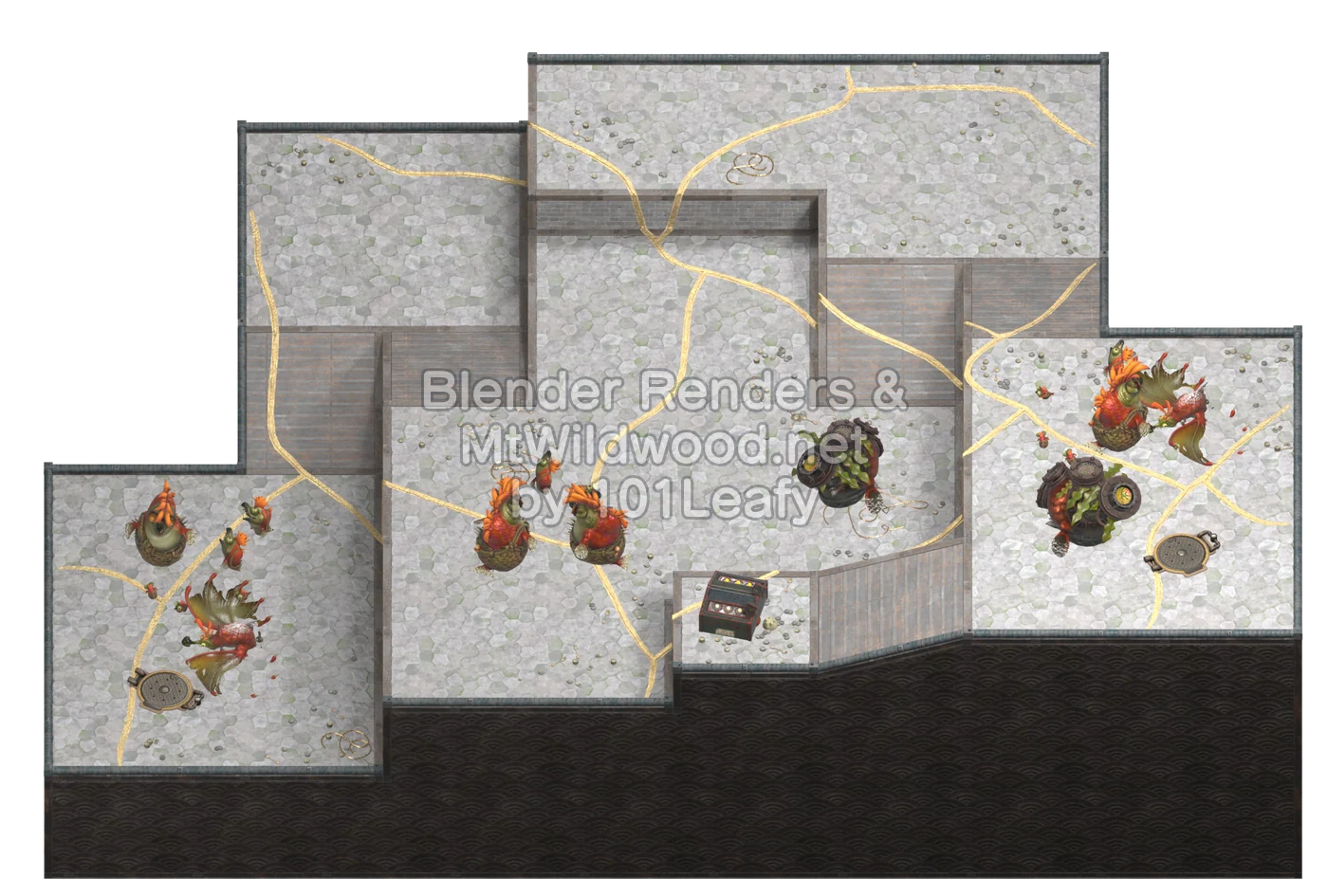 Splatoon Raiders Tier 2 Map E Floor 62 Map (45° view)