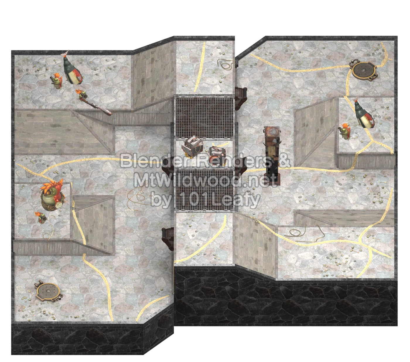 Splatoon Raiders Tier 2 Map A Floor 65 Map (45° view)