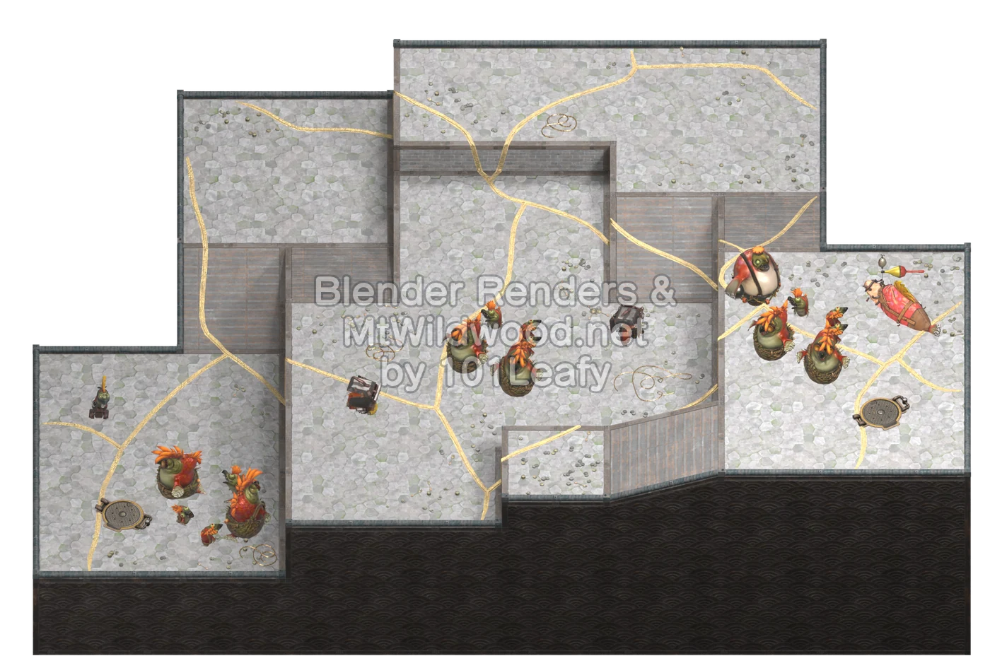 Splatoon Raiders Tier 2 Map E Floor 67 Map (45° view)