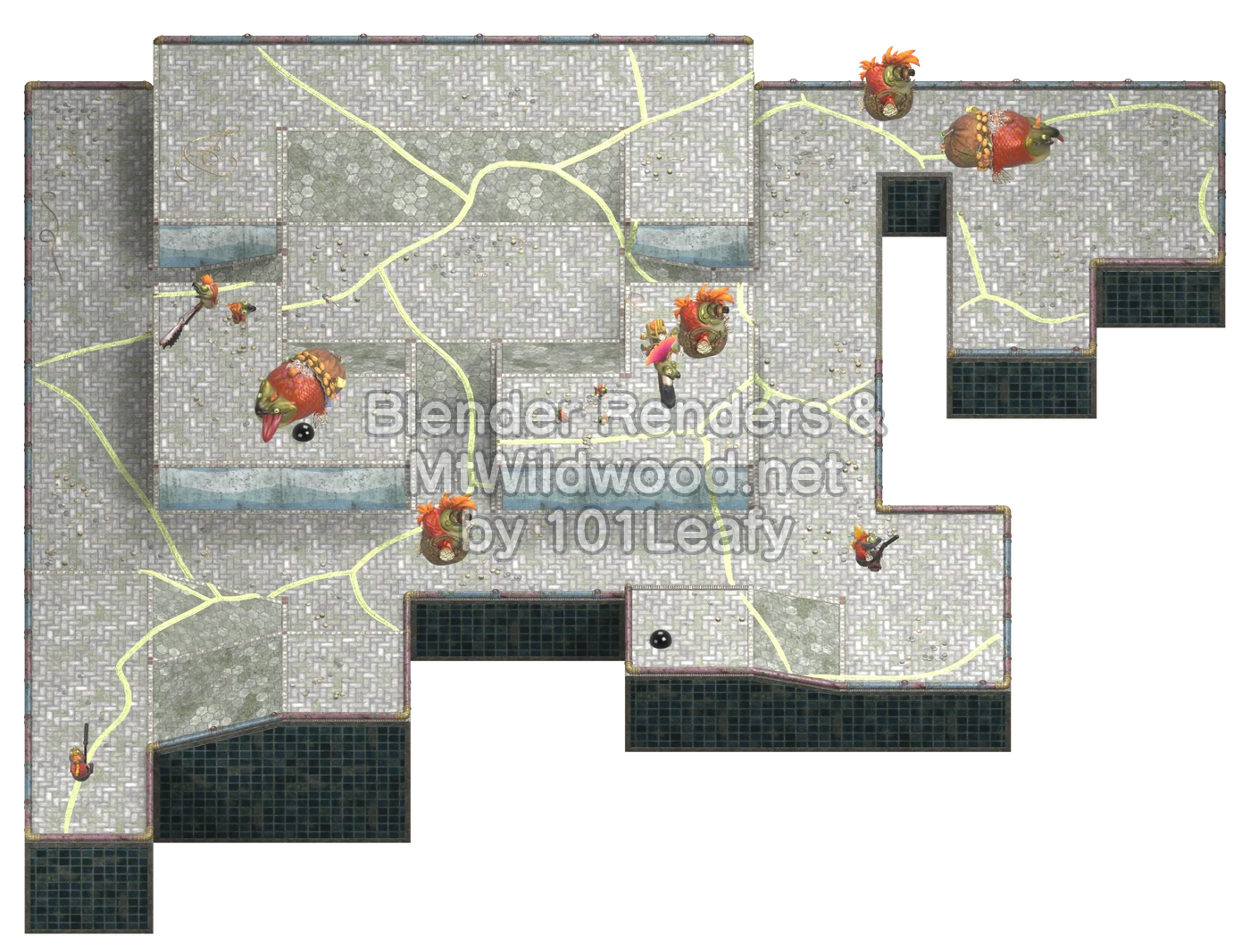 Splatoon Raiders Tier 1 Map B Floor 8 Map (45° view)