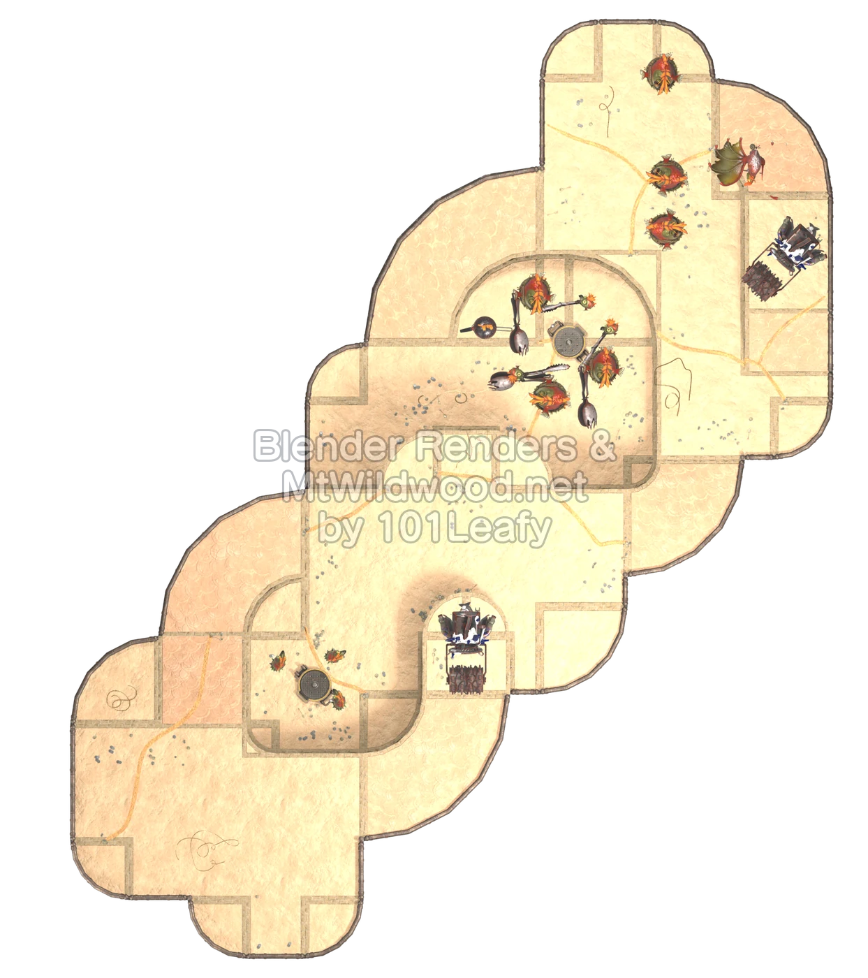 Splatoon Raiders Mensa sconfinata Piano 97: mappa (vista dall'alto)