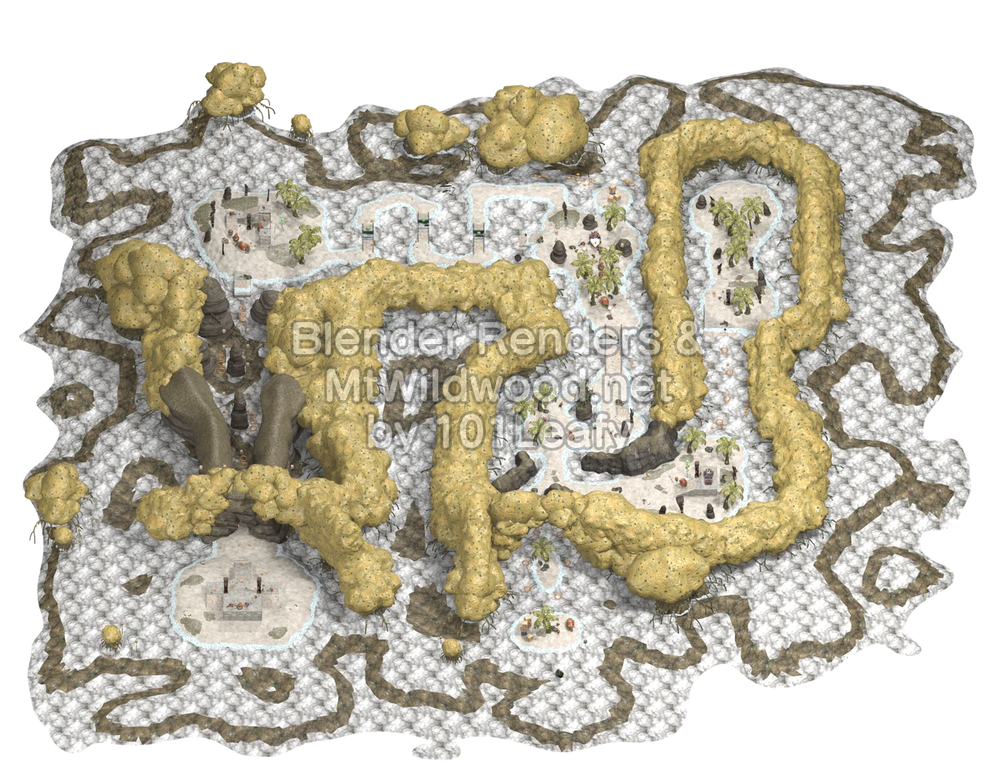 Splatoon Raiders Carbanyara Wetlands Map (45° view)