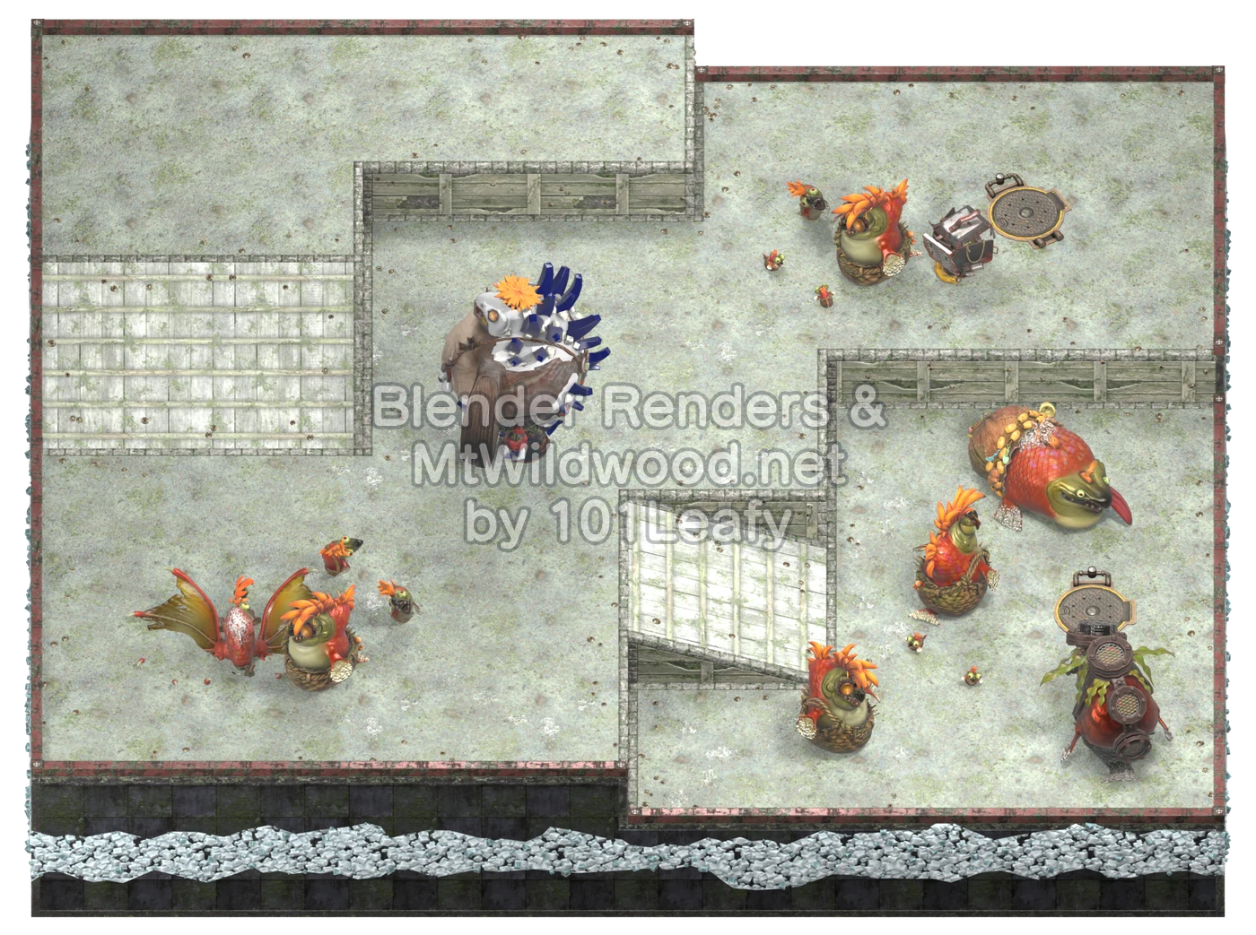 Splatoon Raiders Chowda Buried Ruins Floor 2 Map (45° view)