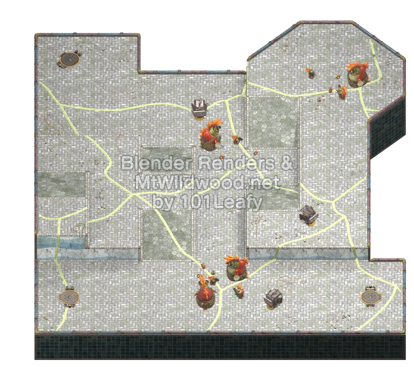 Splatoon Raiders Ruines secrètes de Mieitt : carte (vue à 45°)