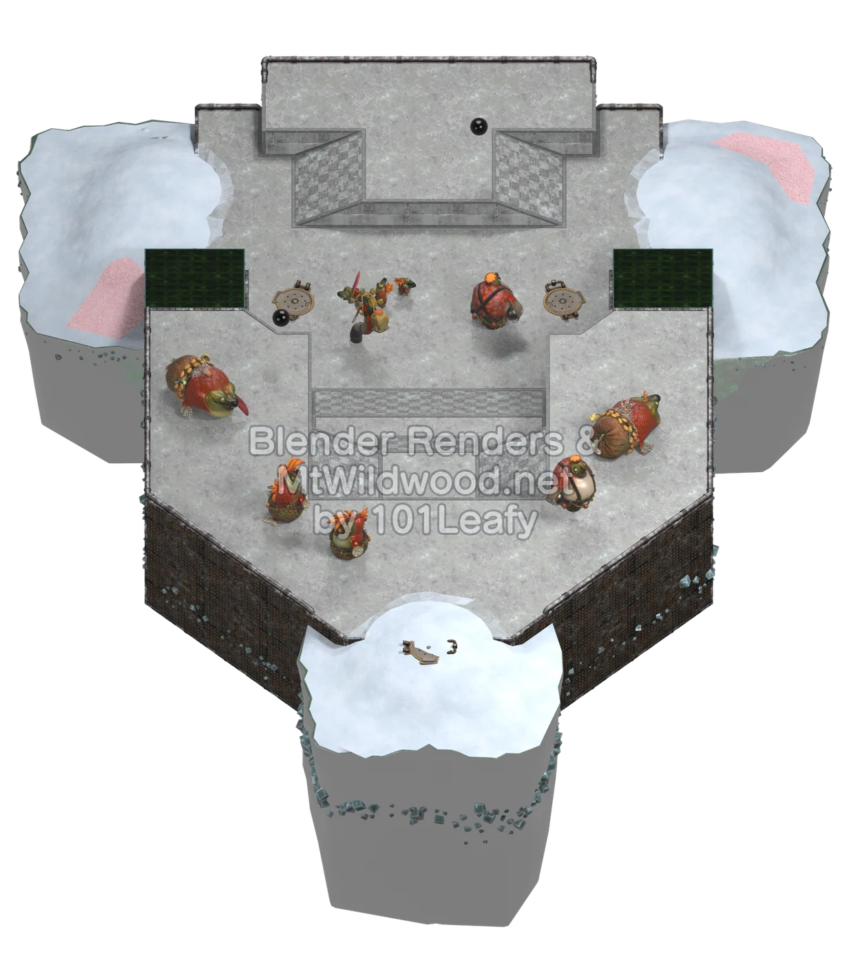 Splatoon Raiders Frewtert Buried Ruins Floor 3 Map (45° view)
