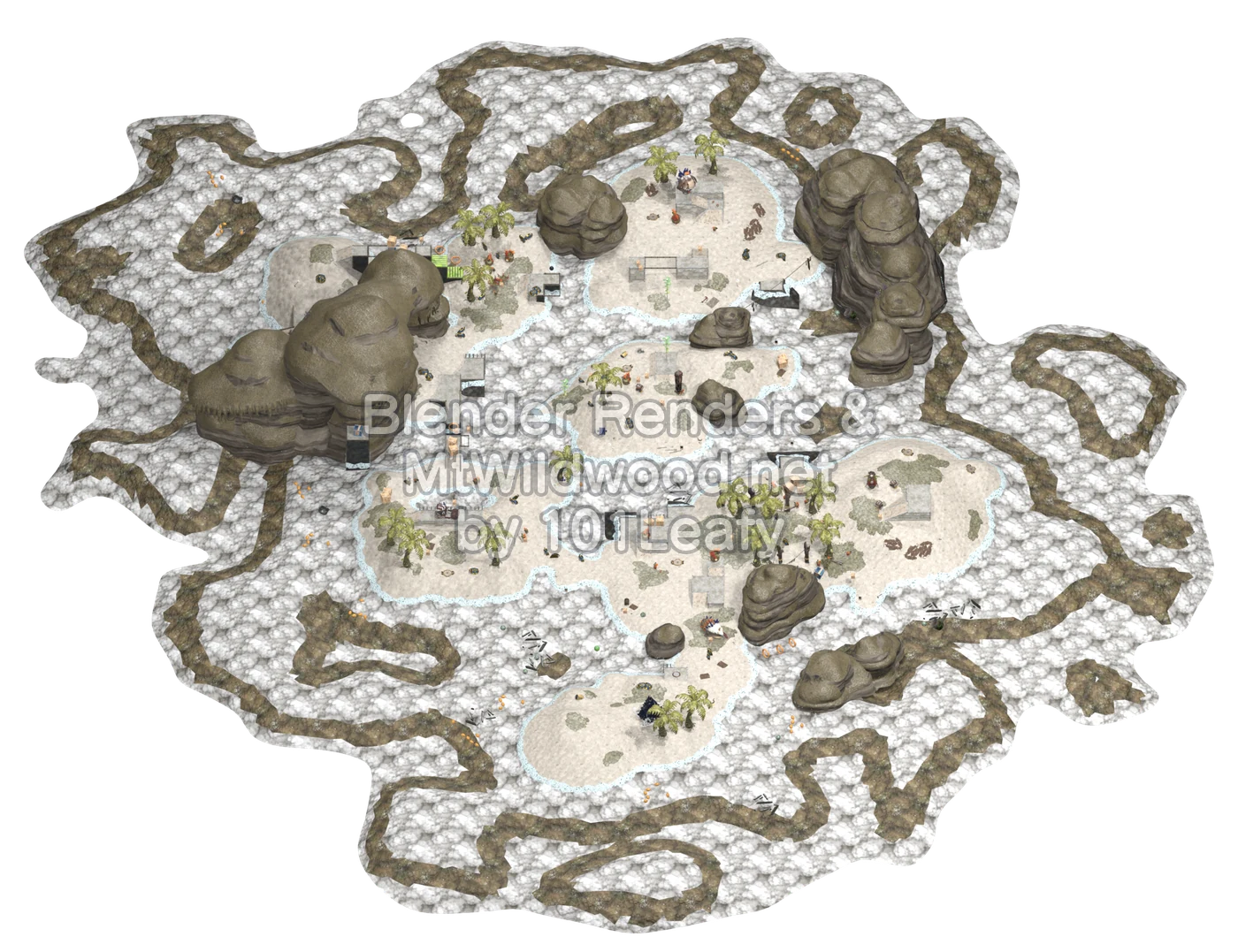 Splatoon Raiders Lintle Inlet Map (45° view)