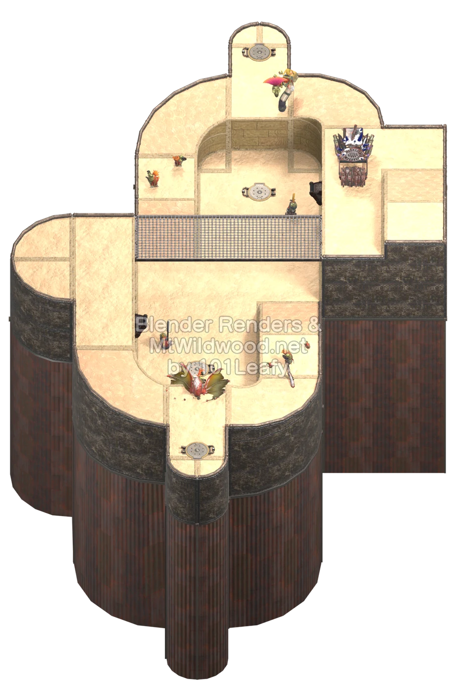 Splatoon Raiders Lower Tier Floor 5 Map (45° view)
