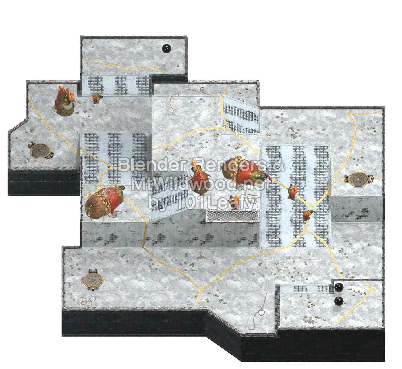 Splatoon Raiders Myunyere Hidden Ruins Map (45° view)