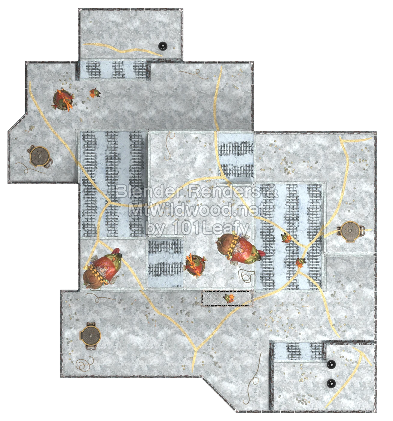 Splatoon Raiders Myunyere Hidden Ruins Map (top view)