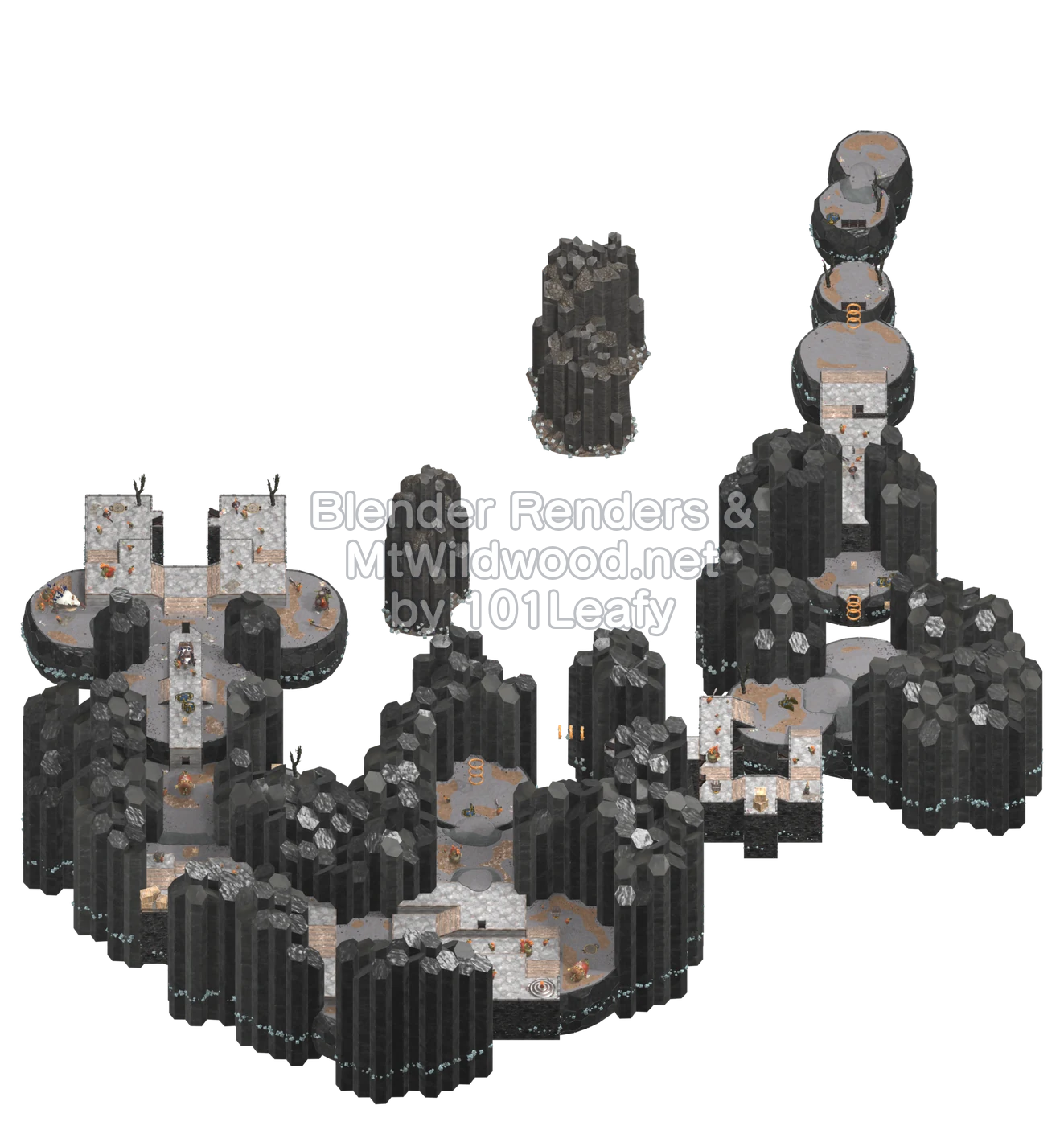 Splatoon Raiders Pipyoni Cliffs Map (45° view)