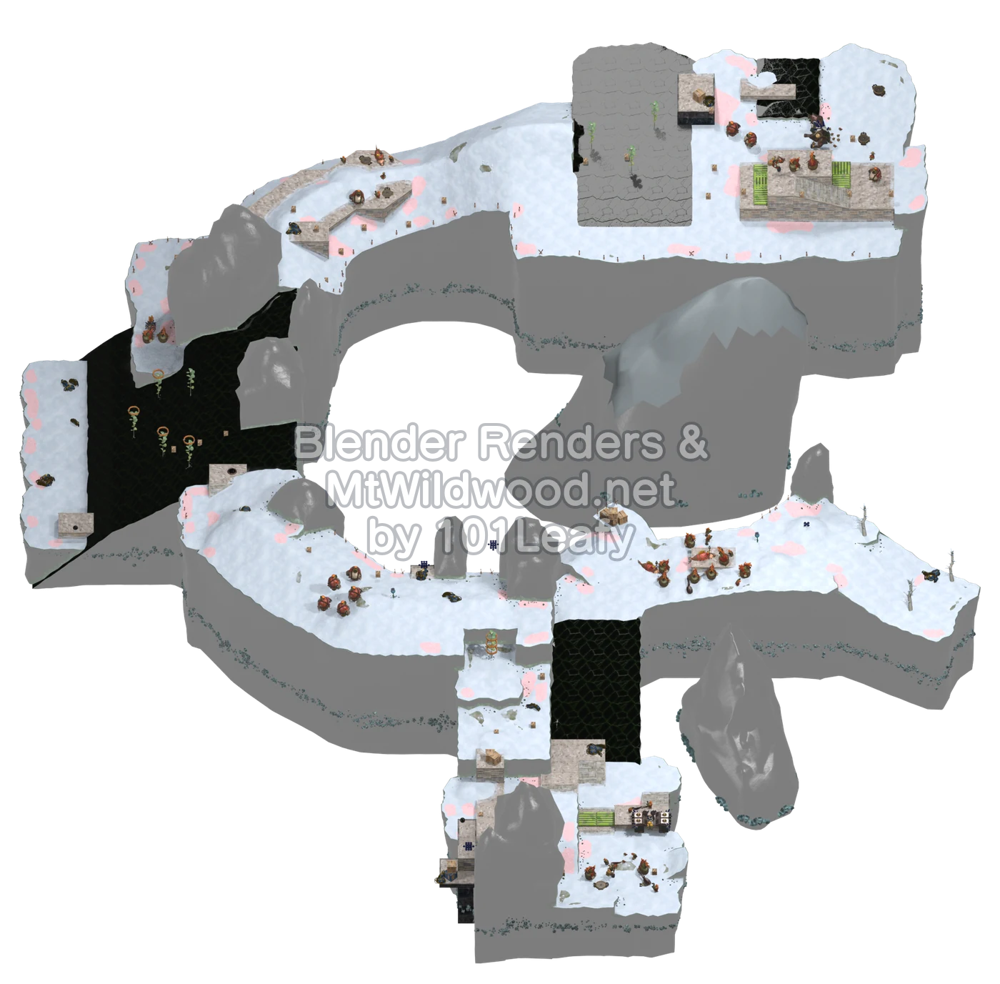Splatoon Raiders Seaza Mountains Map (45° view)