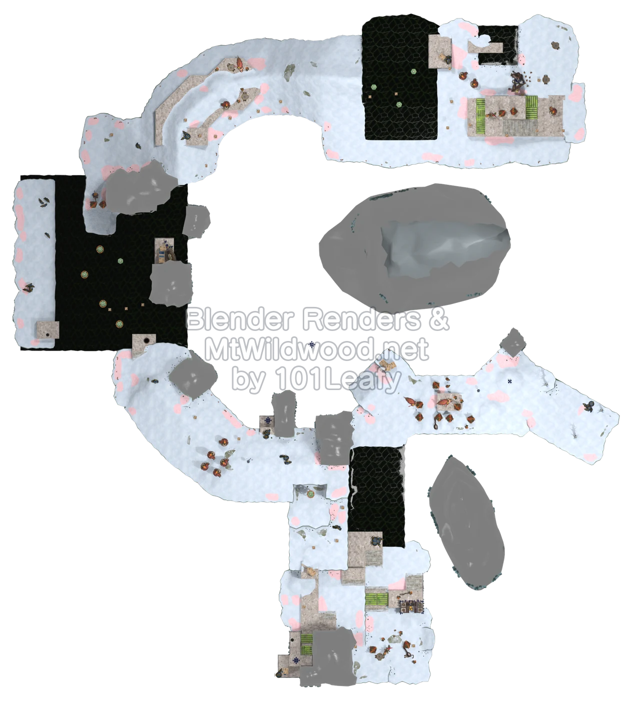 Splatoon Raiders Seaza Mountains Map (top view)