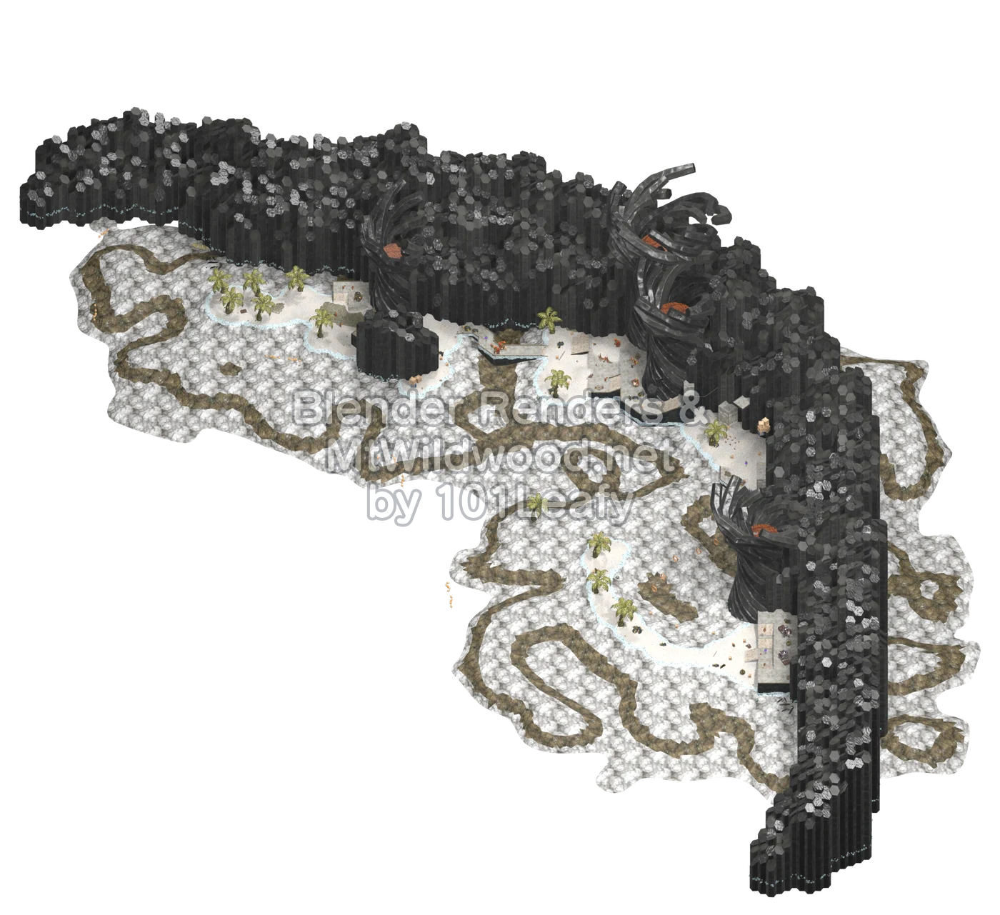 Splatoon Raiders Soyu Cliffs Map (45° view)