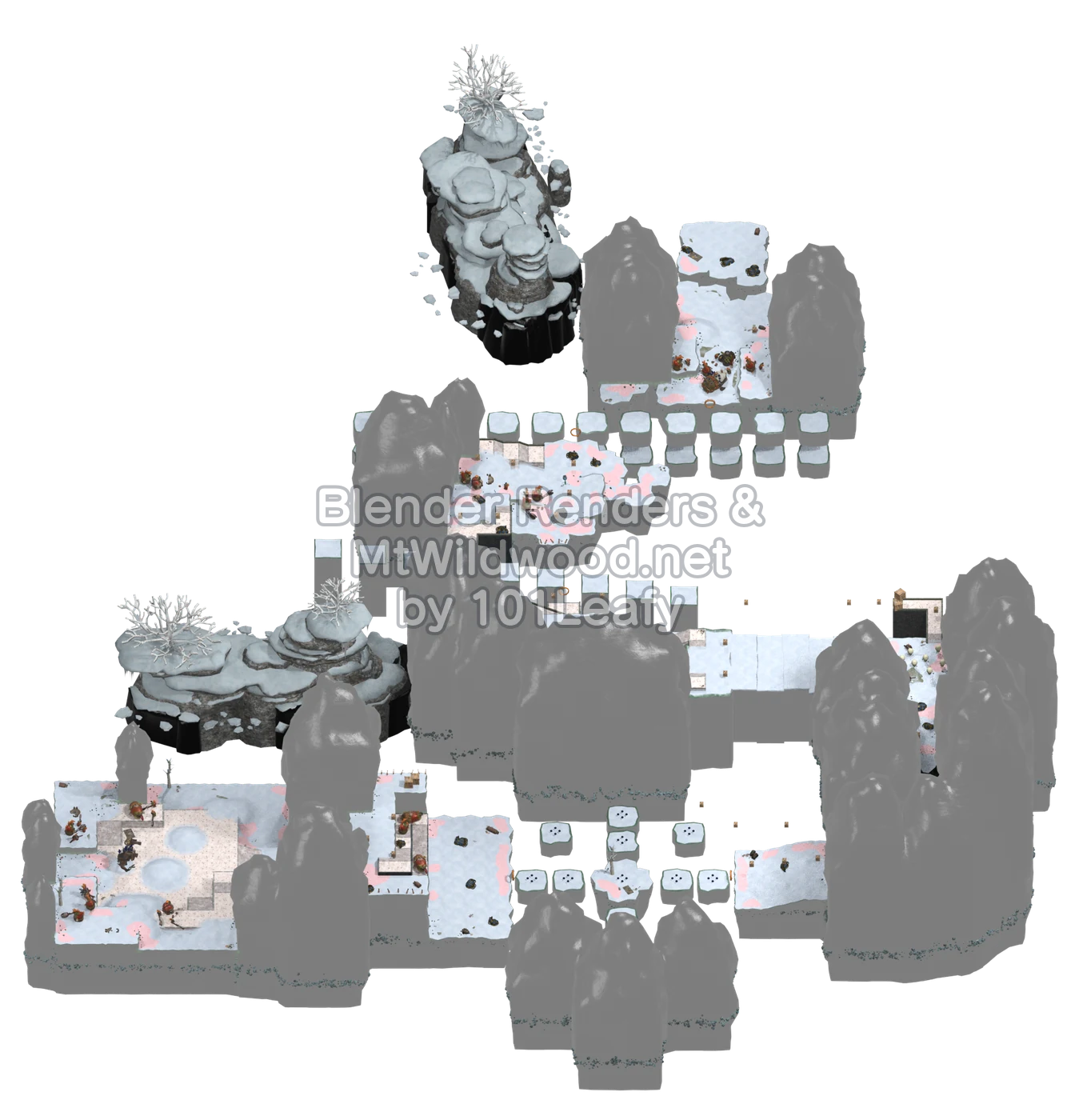 Splatoon Raiders Toonya Glacier Map (45° view)