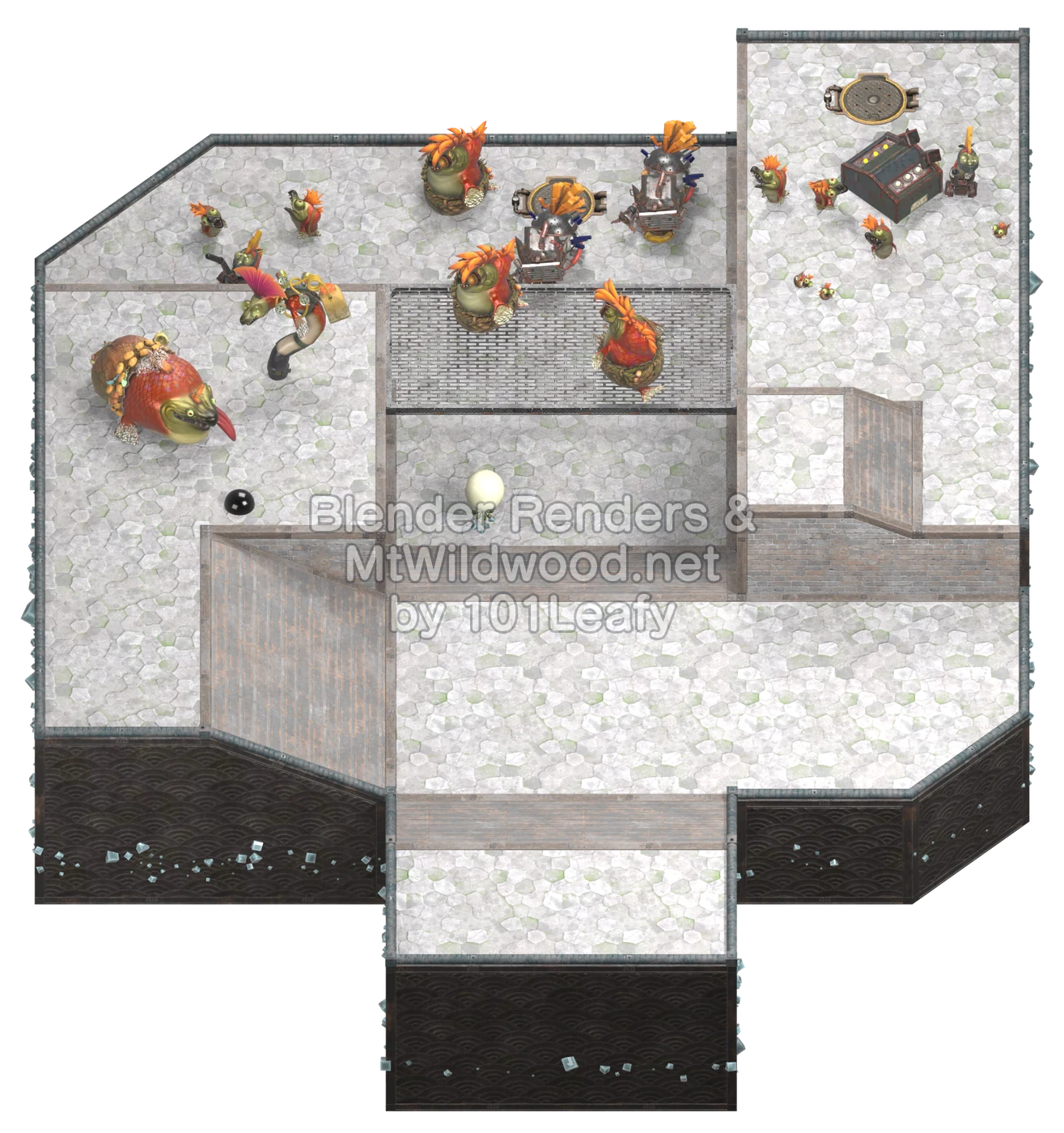 Splatoon Raiders Unnyarang Buried Ruins Floor 1 Map (45° view)