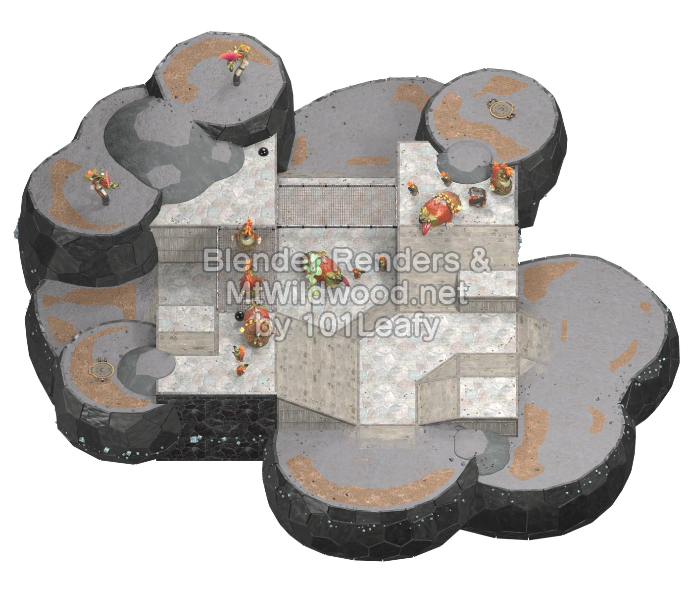 Splatoon Raiders Unnyarang Buried Ruins Floor 3 Map (45° view)