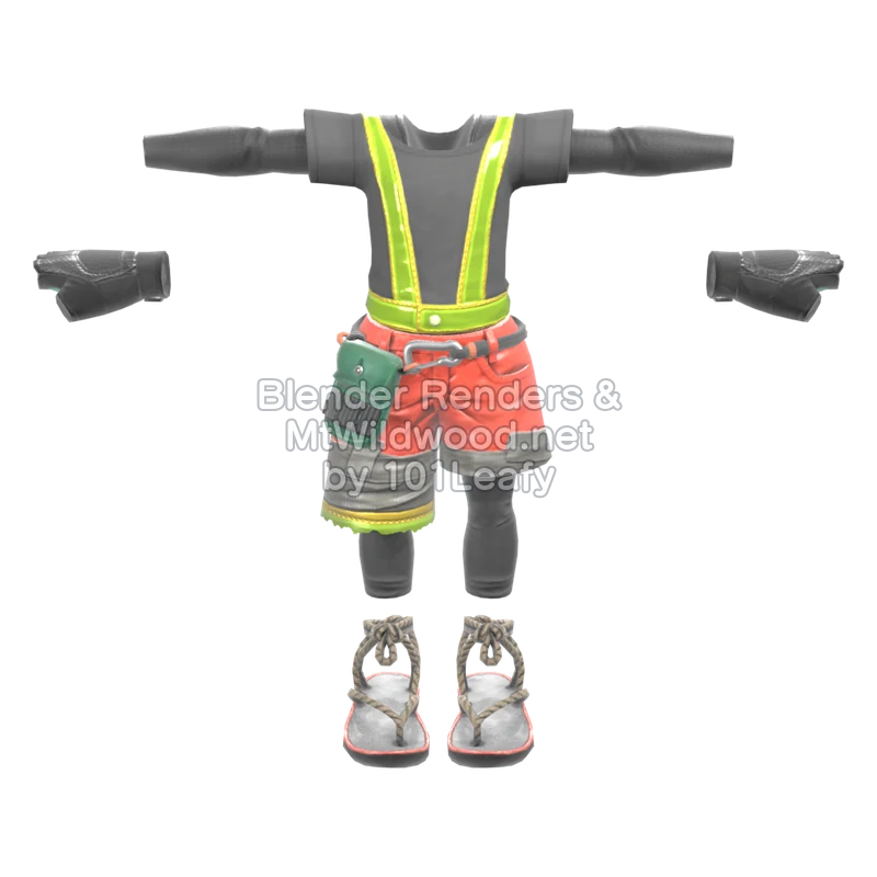 Splatoon Raiders Help Workwear (Front) 3D Render