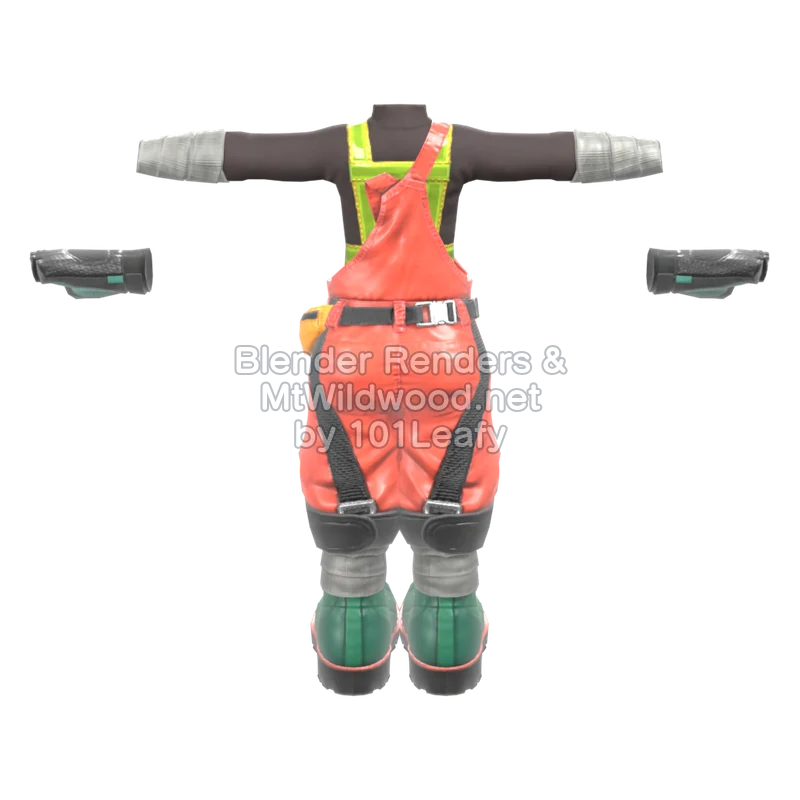 Splatoon Raiders Over Here Workwear (Back) 3D Render