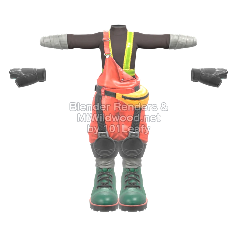 Splatoon Raiders Over Here Workwear (Front) 3D Render